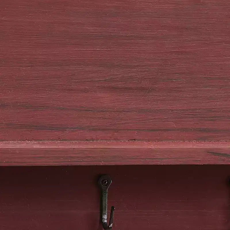 Gemütliches Bauernhaus-Regal Rot mit Haken