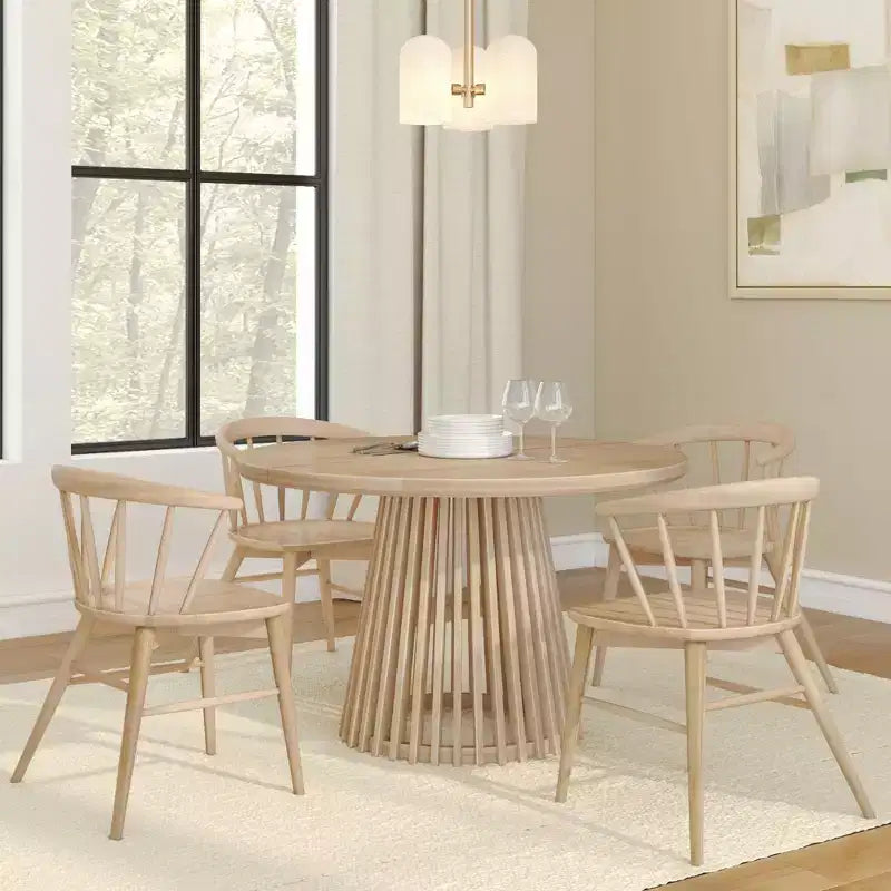 48" Lido Runder Esstisch aus Massivholz für 4 Personen, minimalistischer Küchentisch