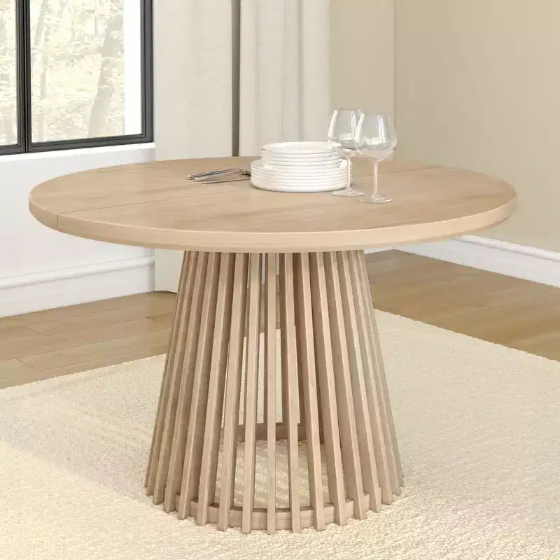 48" Lido Runder Esstisch aus Massivholz für 4 Personen, minimalistischer Küchentisch