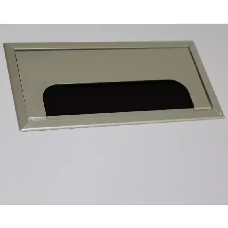 Bürocomputertisch, hellgraue Platte mit schwarzem Metallgestell, 76 cm hoch
