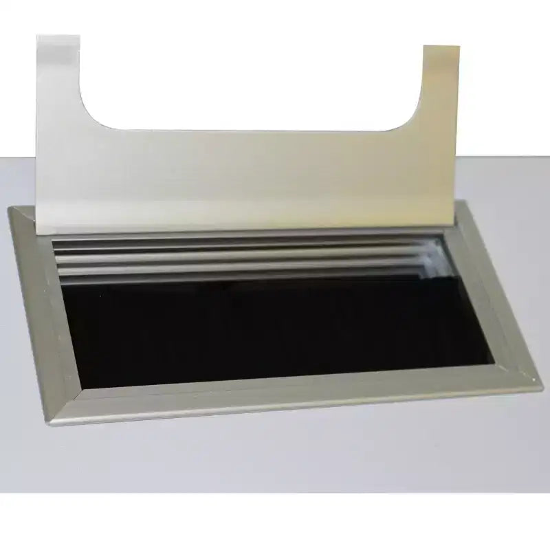 Bürocomputertisch, hellgraue Platte mit schwarzem Metallgestell, 76 cm hoch