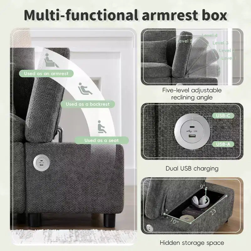 L-förmiges modulares Schlafsofa für 6 Personen mit Stauraum-Ottomane, Chenille, anpassbar