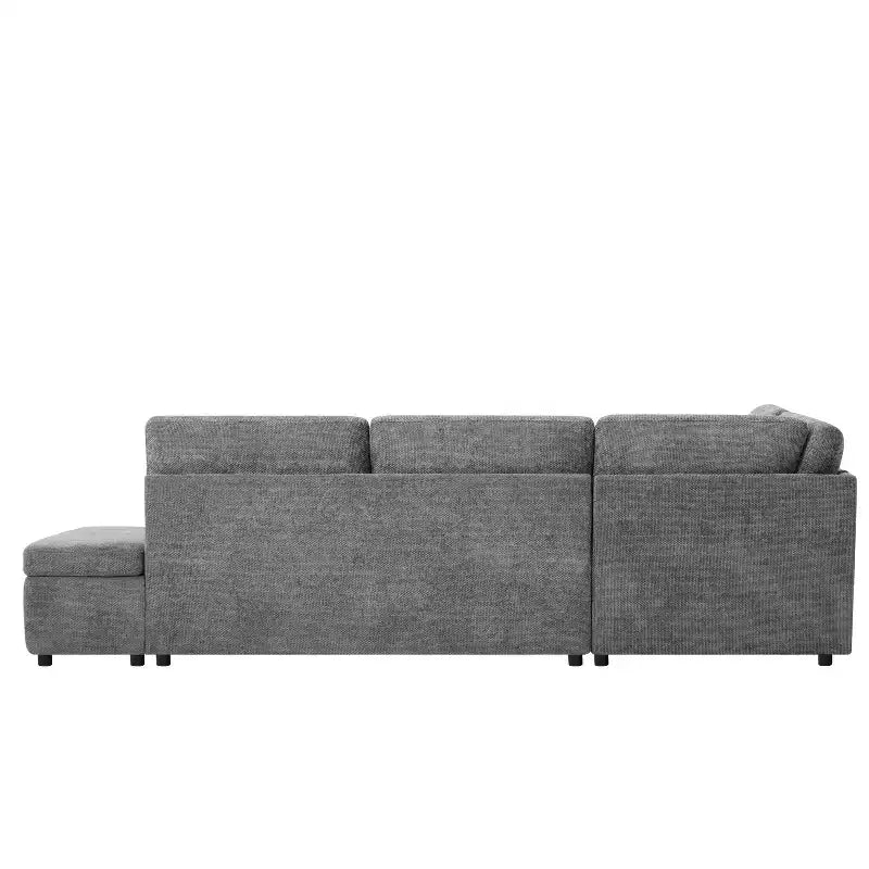 L-förmiges modulares Schlafsofa für 6 Personen mit Stauraum-Ottomane, Chenille, anpassbar