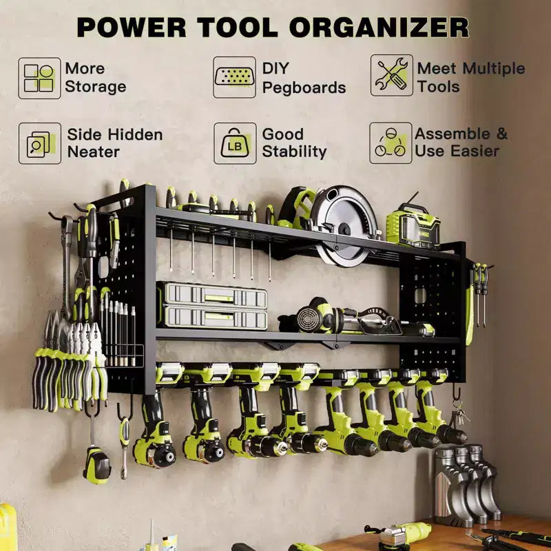 3-stöckiges Schwerlast-Regal für Elektrowerkzeuge, schwarz