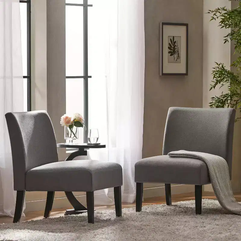 Gepolsterte Slipper Chairs im zeitgenössischen Stil, 2er-Set