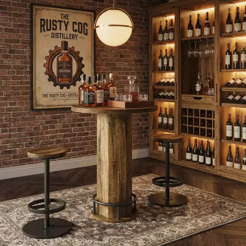 Bistrotisch-Set mit 2 Barhockern, Cocktailtisch und Stühlen für die Hausbar