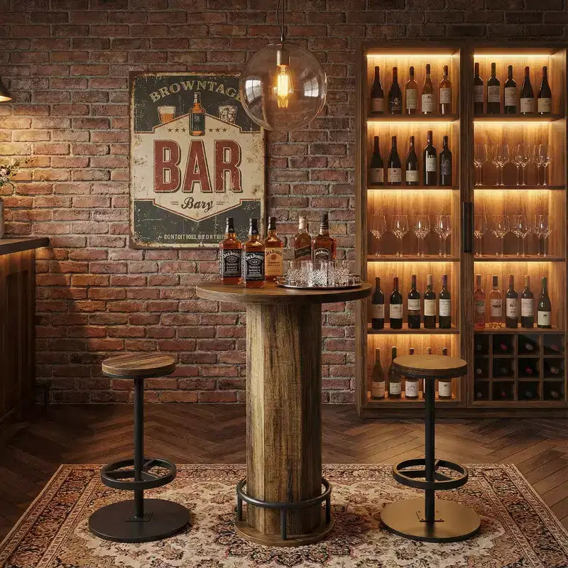 Bistrotisch-Set mit 2 Barhockern, Cocktailtisch und Stühlen für die Hausbar
