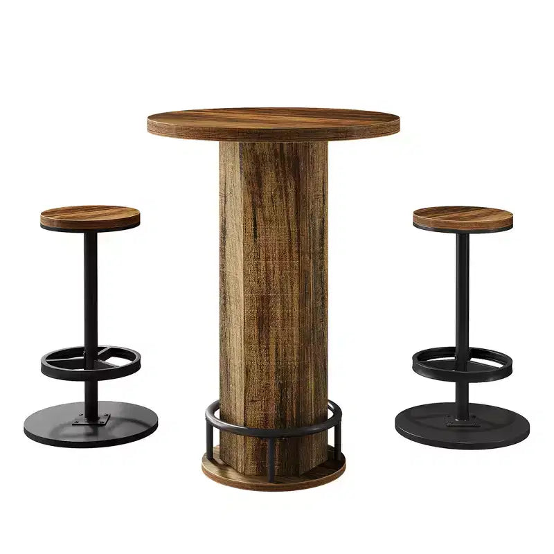 Bistrotisch-Set mit 2 Barhockern, Cocktailtisch und Stühlen für die Hausbar