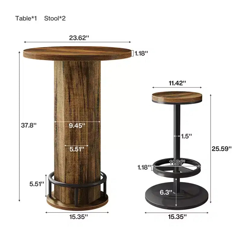 Bistrotisch-Set mit 2 Barhockern, Cocktailtisch und Stühlen für die Hausbar