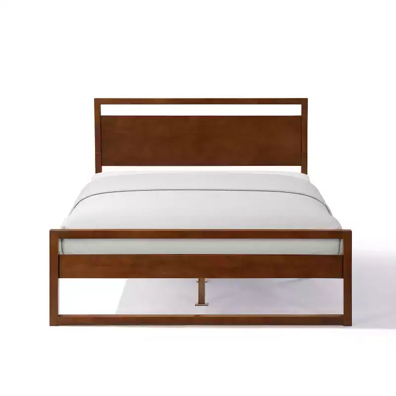 Zeitgenössisches minimalistisches Podestbett mit offenem Kopf- und Fußteil