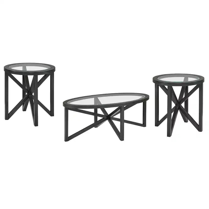 Runder/Ovaler Couchtisch, Glasbeistelltisch, Cocktailtisch, Sofatisch, Beistelltisch, Wohnzimmertisch, Schwarz/Kirsche – ModernLuxe