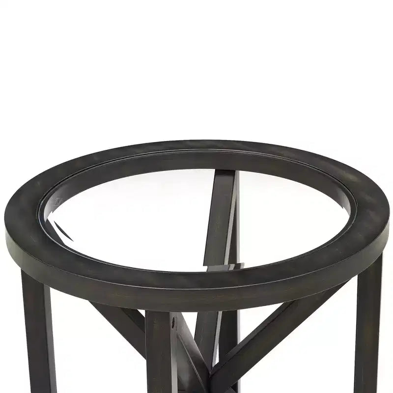 Runder/Ovaler Couchtisch, Glasbeistelltisch, Cocktailtisch, Sofatisch, Beistelltisch, Wohnzimmertisch, Schwarz/Kirsche – ModernLuxe
