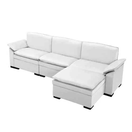 117.7 Ecksofa mit Ottomane, Dunkelgrau, Samtmaterial, Indoor-Sofa.