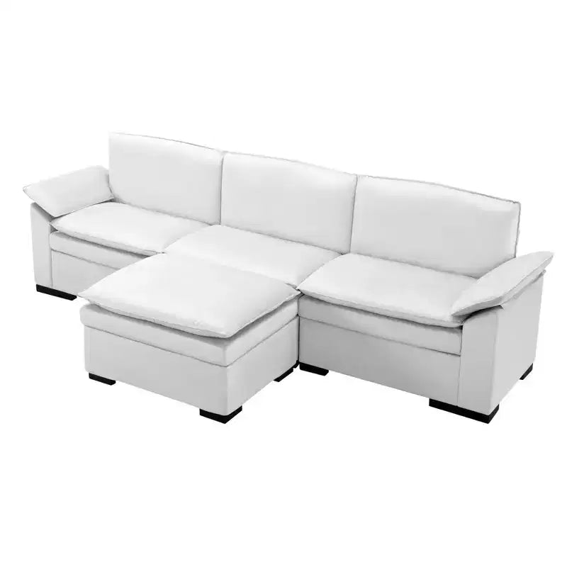 117.7 Ecksofa mit Ottomane, Dunkelgrau, Samtmaterial, Indoor-Sofa.