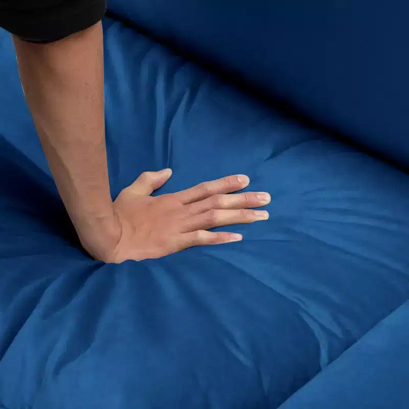 117.7 Ecksofa mit Ottomane, Dunkelgrau, Samtmaterial, Indoor-Sofa.