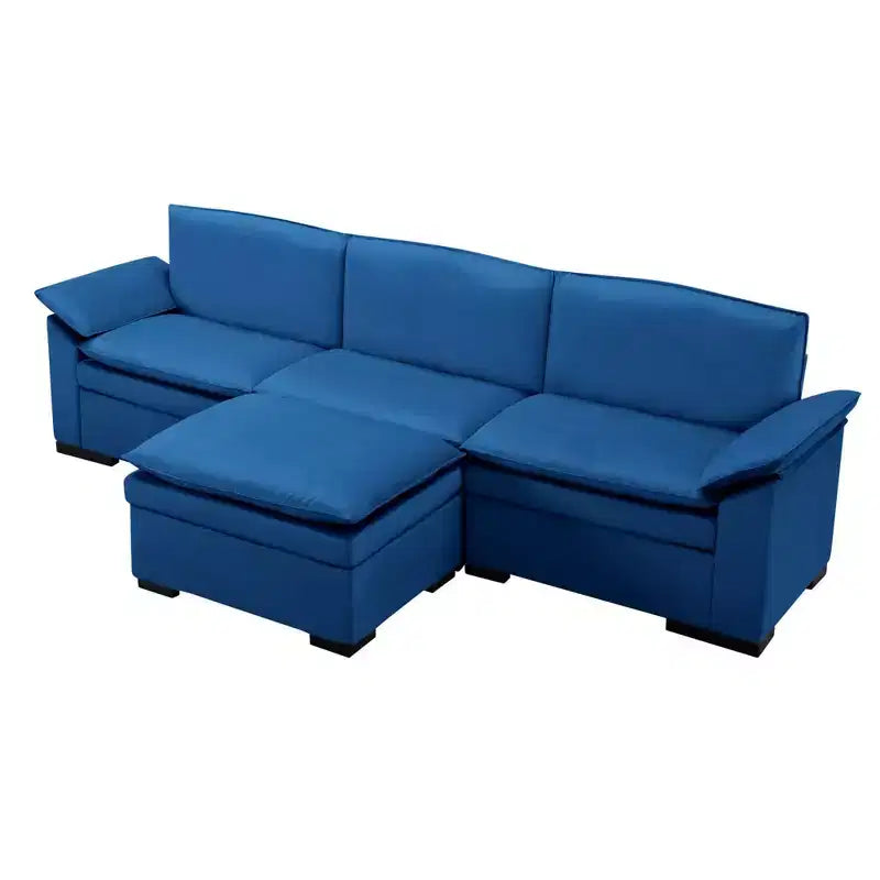 117.7 Ecksofa mit Ottomane, Dunkelgrau, Samtmaterial, Indoor-Sofa.