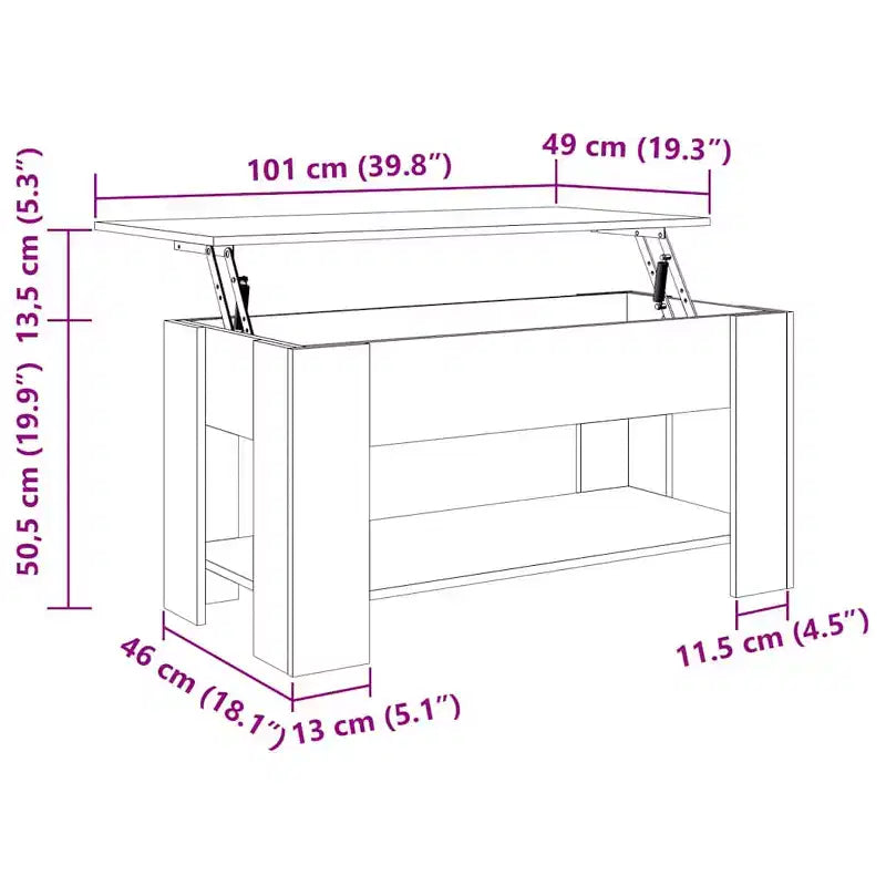 Couchtisch Räuchereiche mittlere Größe, Holzwerkstoff