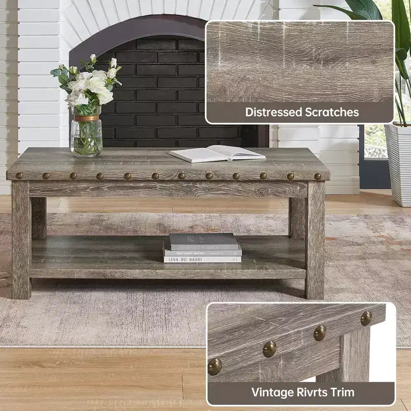 Beiger Sofatisch, 47 Konsolentisch mit Ablagefach, MDF Moderner Couchtisch für Wohnzimmer, Eingangsbereich, Flur
