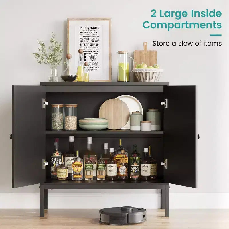 31,5" Sideboard Buffet mit Rattantüren für Küche oder Esszimmer
