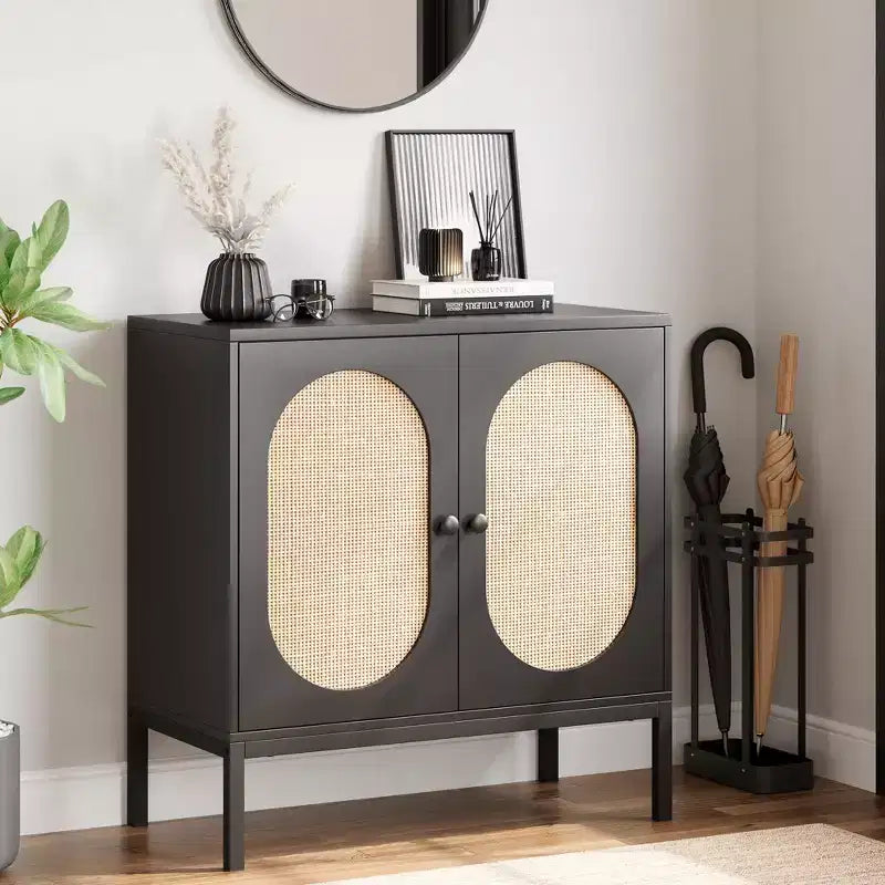31,5" Sideboard Buffet mit Rattantüren für Küche oder Esszimmer