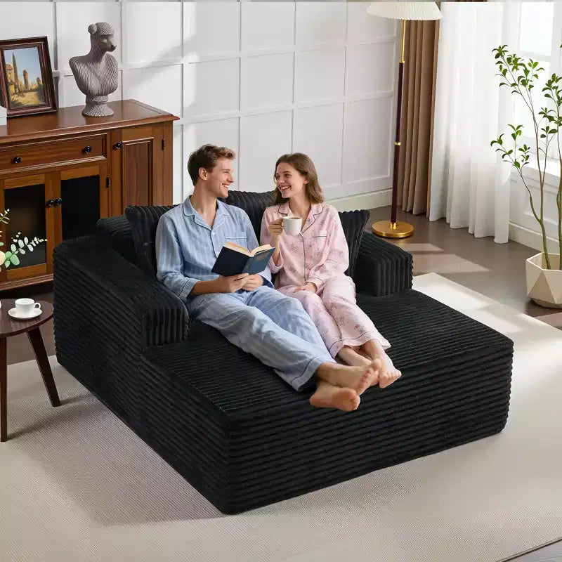 Übergroße 61-Zoll-Chaiselongue, Cordbezogenes Sofa mit 4 Kissen