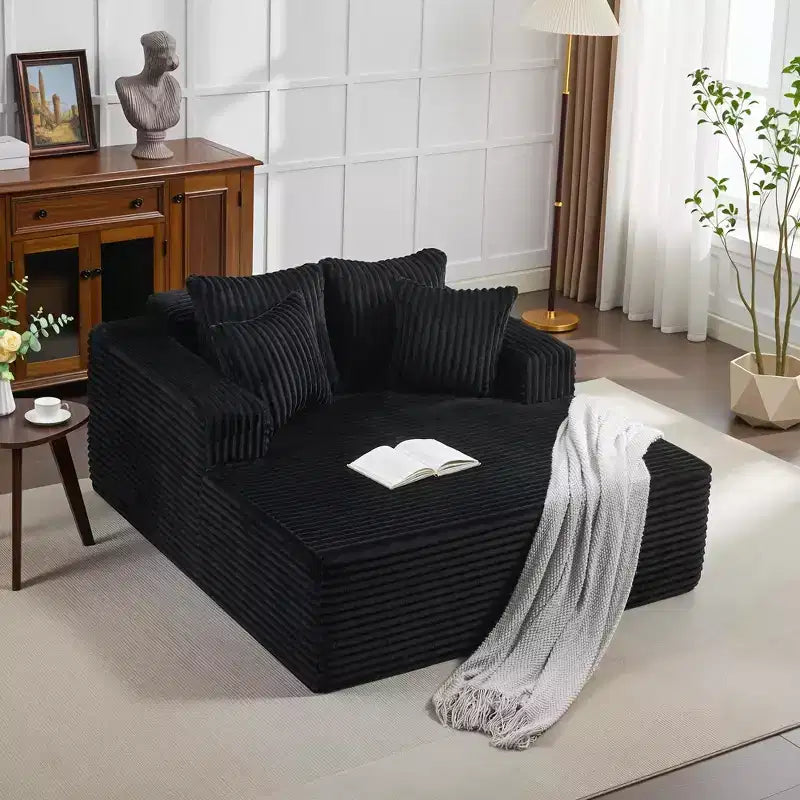 Übergroße 61-Zoll-Chaiselongue, Cordbezogenes Sofa mit 4 Kissen
