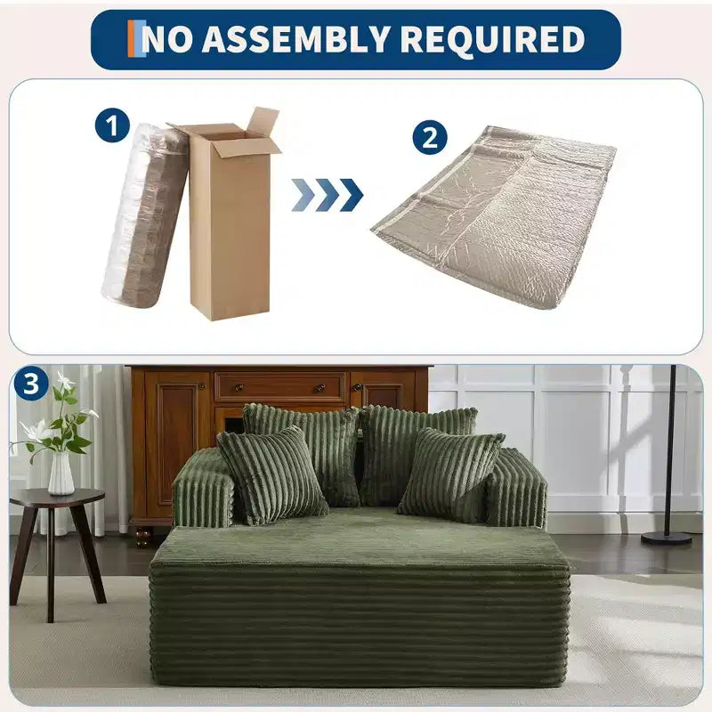 Übergroße 61-Zoll-Chaiselongue, Cordbezogenes Sofa mit 4 Kissen
