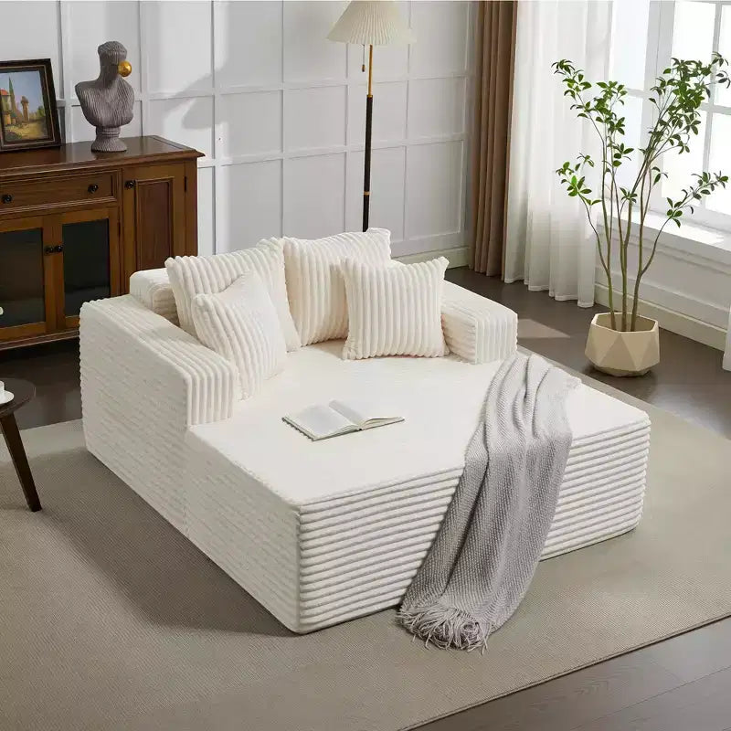 Übergroße 61-Zoll-Chaiselongue, Cordbezogenes Sofa mit 4 Kissen