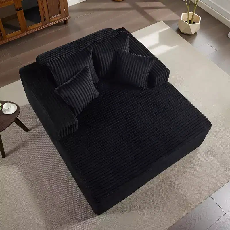 Übergroße 61-Zoll-Chaiselongue, Cordbezogenes Sofa mit 4 Kissen
