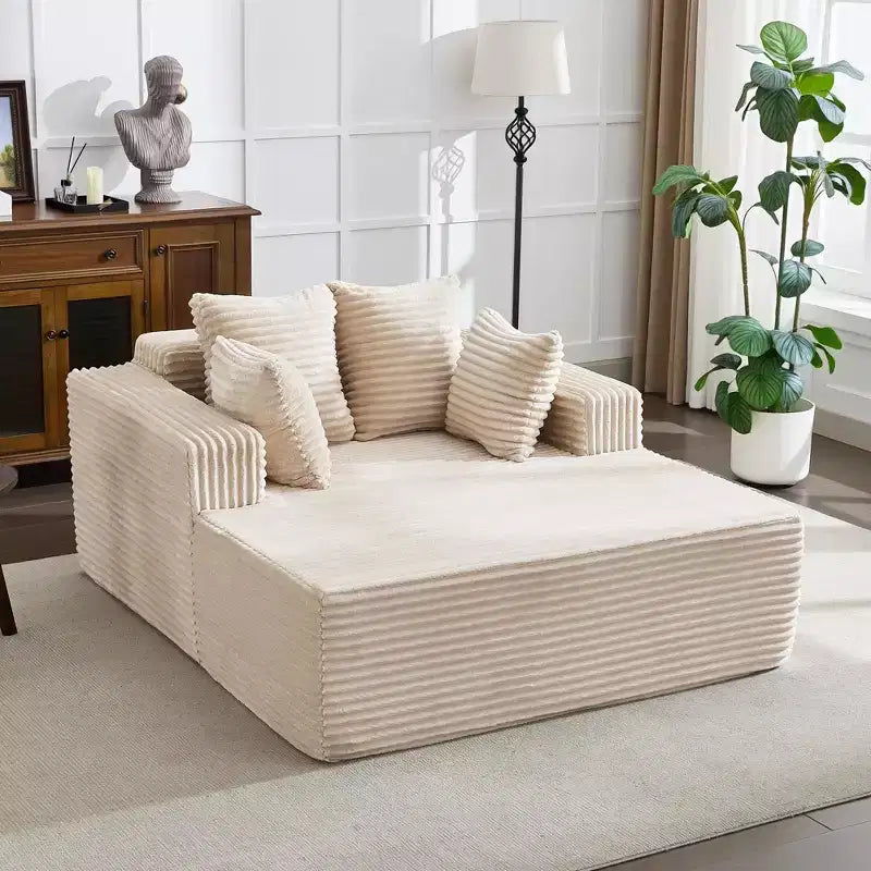 Übergroße 61-Zoll-Chaiselongue, Cordbezogenes Sofa mit 4 Kissen