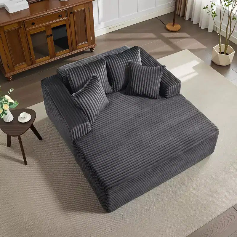 Übergroße 61-Zoll-Chaiselongue, Cordbezogenes Sofa mit 4 Kissen