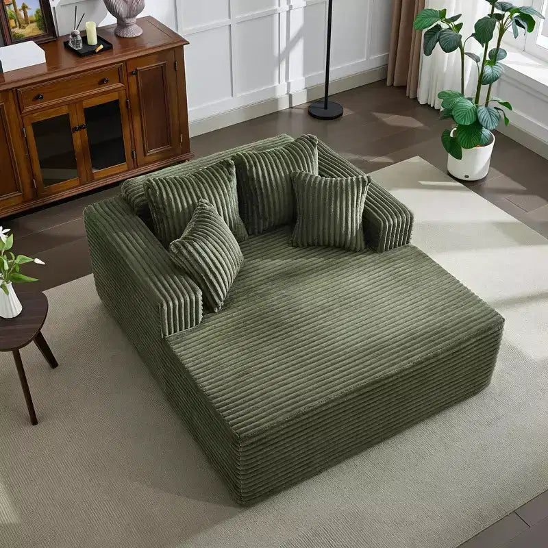 Übergroße 61-Zoll-Chaiselongue, Cordbezogenes Sofa mit 4 Kissen