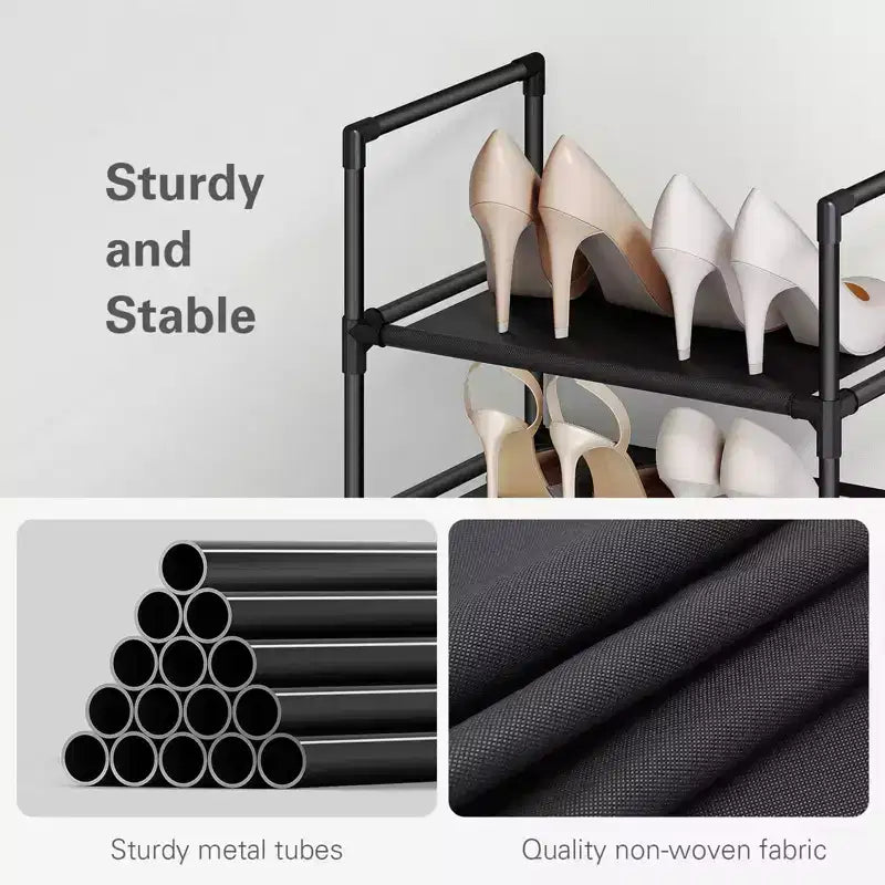 10-stufiges Schuhregal, Schuh-Organizer, Schuhregale für den Schrank, Schuhregal mit Metallrahmen für den Eingangsbereich, hohes Schuhregal, breite Schuhregale, einreihig