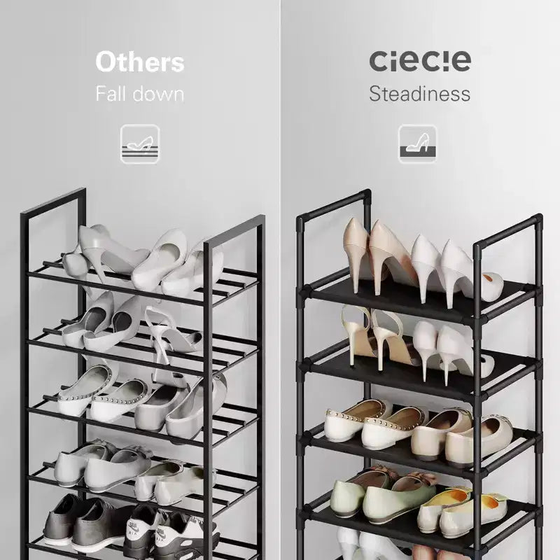 10-stufiges Schuhregal, Schuh-Organizer, Schuhregale für den Schrank, Schuhregal mit Metallrahmen für den Eingangsbereich, hohes Schuhregal, breite Schuhregale, einreihig
