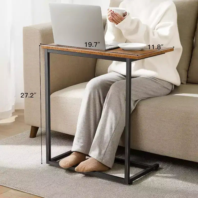 C-förmiger Beistelltisch, Couchtisch, Sofatisch, Laptop-Tisch, TV-Ablagetisch, Metallrahmen, geeignet für Couchtische, Sofas, Wohnzimmer, Schlafzimmer