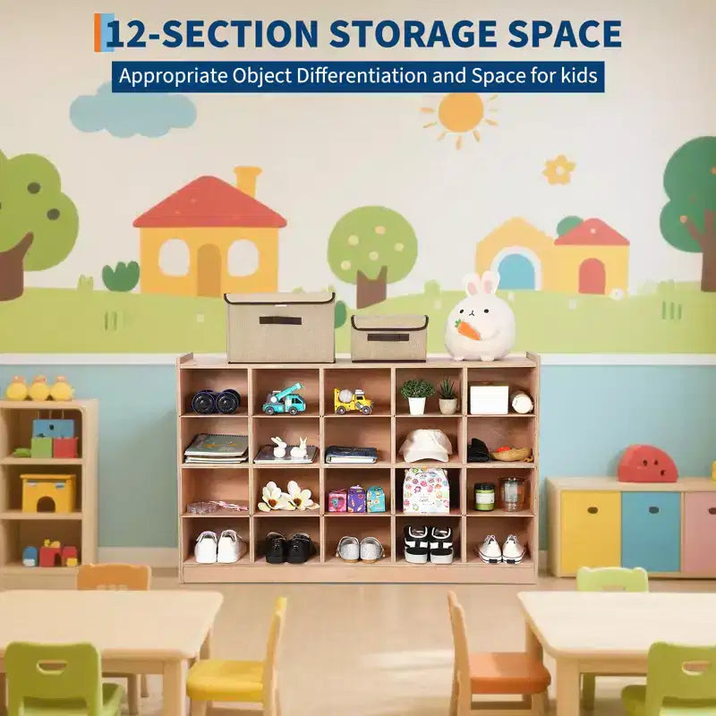 Wandmontierter Aufbewahrungsschrank: 15 Fächer, 5 Haken, für 10 Kinder, doppelt stapelbar, 119,38 x 78,74 x 29,72 cm, Montageset (für Klassenzimmer/Kindergärten)
