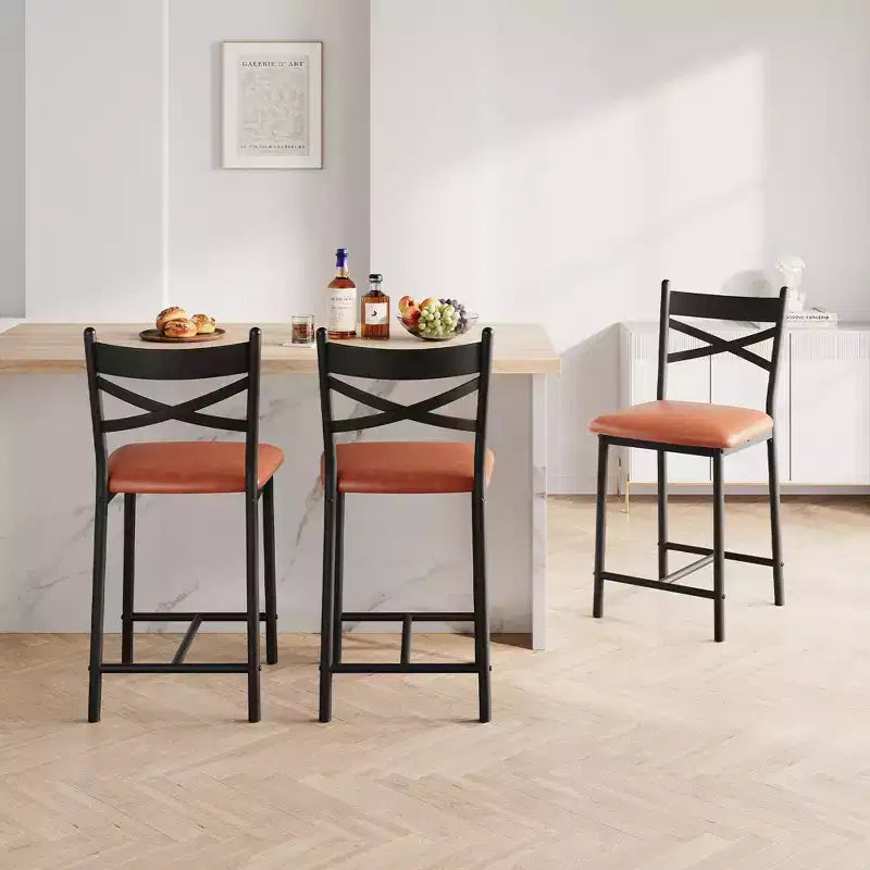 2 Thekenhocker mit Rückenlehne, gepolsterte Barstühle aus Kunstleder mit dicken Polstern und Fußstütze