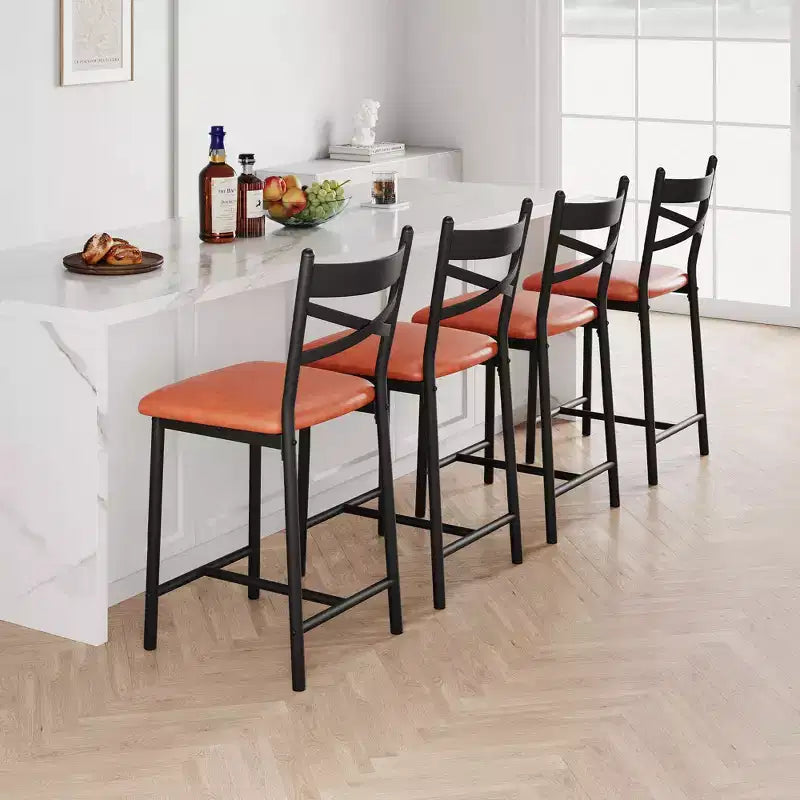 2 Thekenhocker mit Rückenlehne, gepolsterte Barstühle aus Kunstleder mit dicken Polstern und Fußstütze