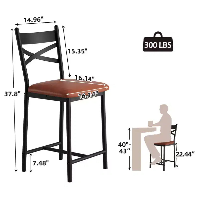 2 Thekenhocker mit Rückenlehne, gepolsterte Barstühle aus Kunstleder mit dicken Polstern und Fußstütze