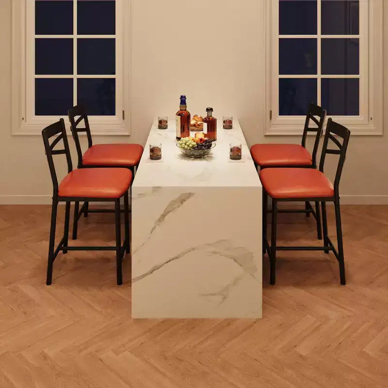 2 Thekenhocker mit Rückenlehne, gepolsterte Barstühle aus Kunstleder mit dicken Polstern und Fußstütze