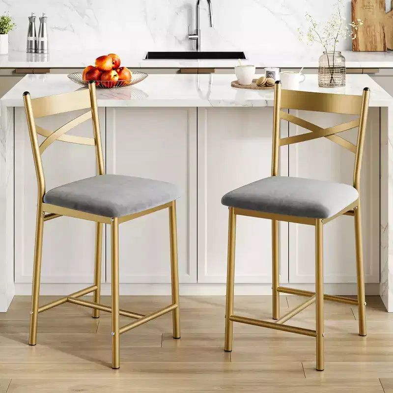 2 Thekenhocker mit Rückenlehne, gepolsterte Barstühle aus Kunstleder mit dicken Polstern und Fußstütze