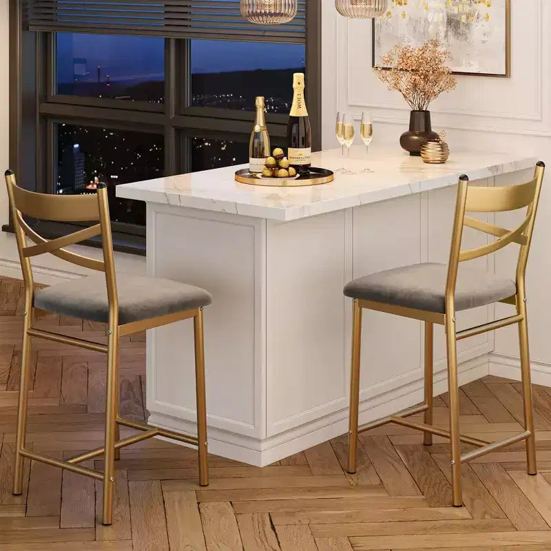 2 Thekenhocker mit Rückenlehne, gepolsterte Barstühle aus Kunstleder mit dicken Polstern und Fußstütze