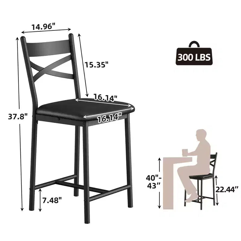 2 Thekenhocker mit Rückenlehne, gepolsterte Barstühle aus Kunstleder mit dicken Polstern und Fußstütze