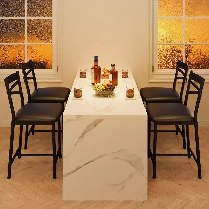 2 Thekenhocker mit Rückenlehne, gepolsterte Barstühle aus Kunstleder mit dicken Polstern und Fußstütze