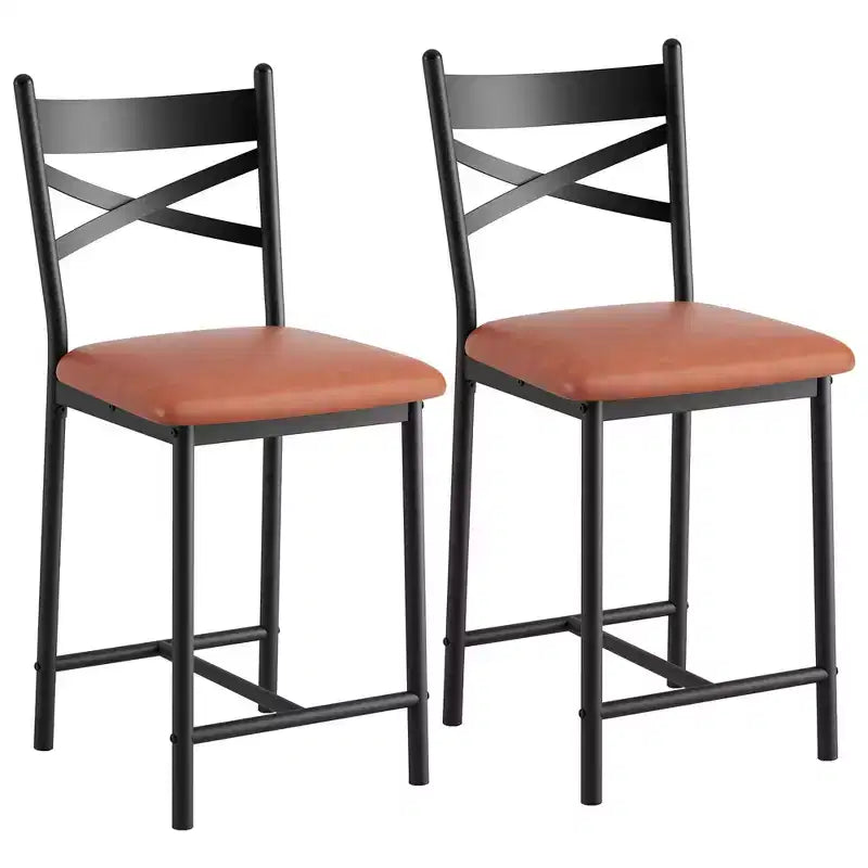 2 Thekenhocker mit Rückenlehne, gepolsterte Barstühle aus Kunstleder mit dicken Polstern und Fußstütze
