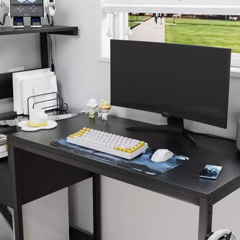48 Zoll Computertisch mit Metallgestell, Ablagefächern und 1 Schublade für das Home Office