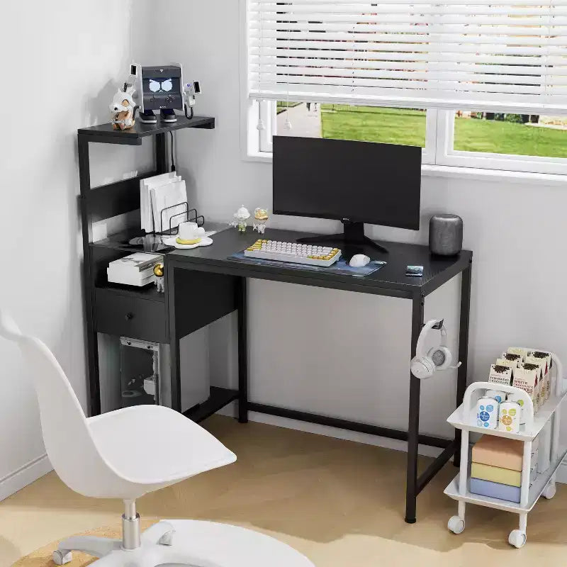 48 Zoll Computertisch mit Metallgestell, Ablagefächern und 1 Schublade für das Home Office