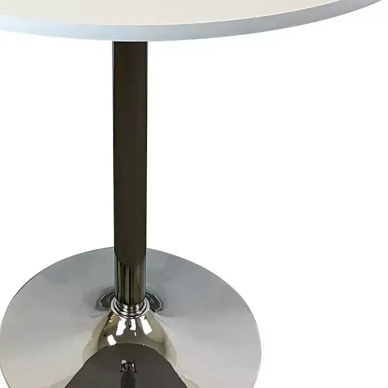36" runder Esstisch mit schwarzem und silbernem Holz- und Metall-Säulenfuß