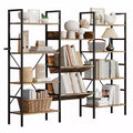 Bookshelf, 4-tier bookcase with 11 open display shelves, rustic industrial style bookshelf for bedroom, living room and home office