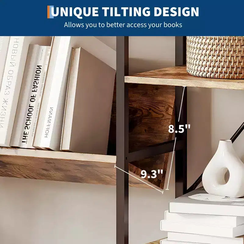 Bücherregal, 4-stöckiges Regal mit 11 offenen Ablagen, Bücherregal im rustikalen Industriestil für Schlafzimmer, Wohnzimmer und Heimbüro